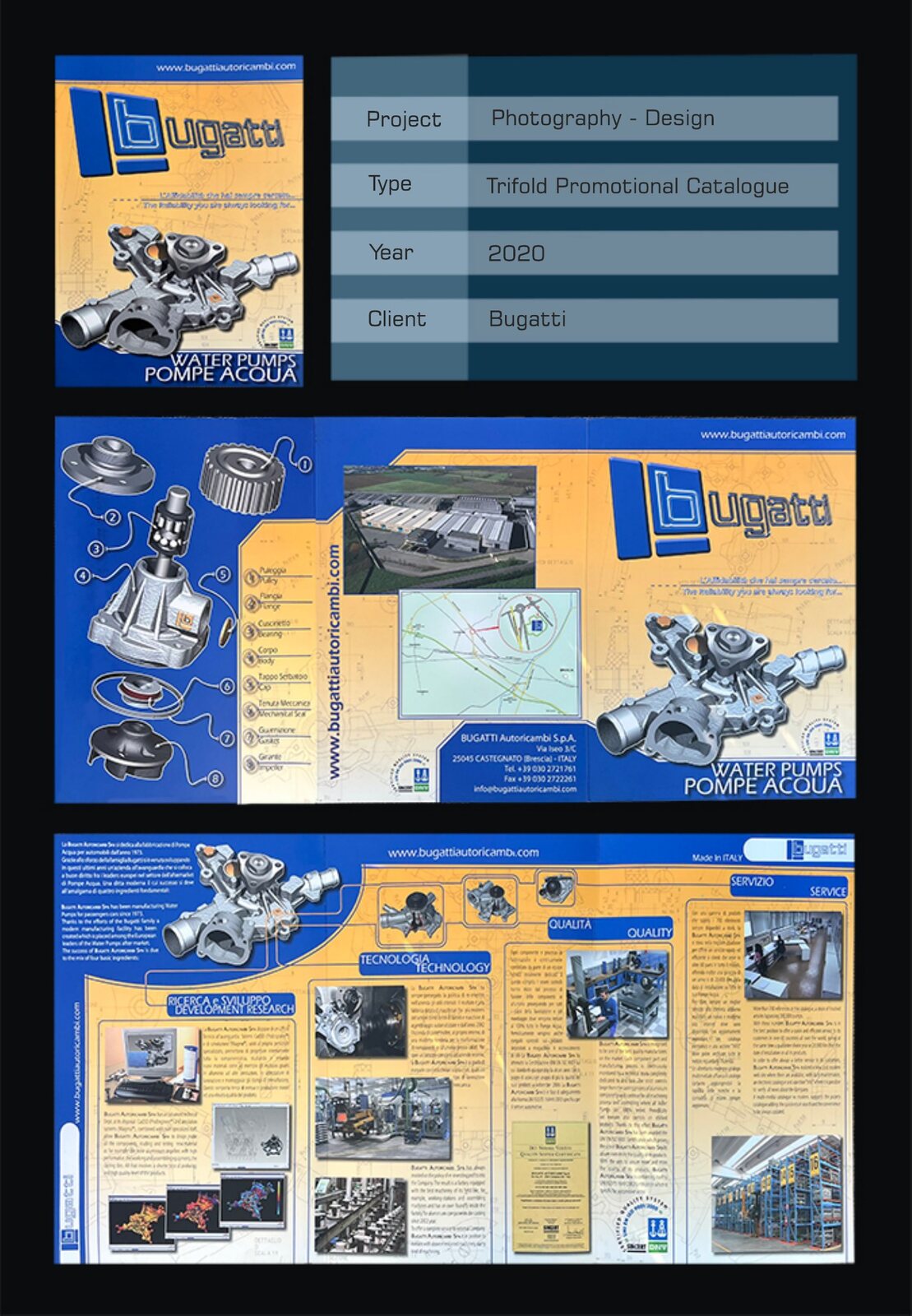 Bugatti promotional trifold catalogue design